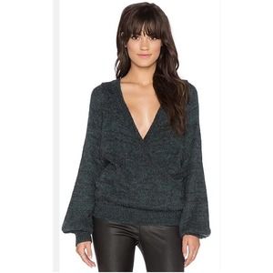 Free People Karina Wrap Oversized Shrug Sweater V Neck Blue Size Small